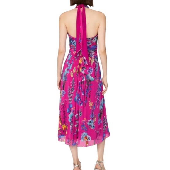 Fuzzi Abito Halter Midi Dress Halter in Hot Pink Floral Size Medium - Picture 3 of 9